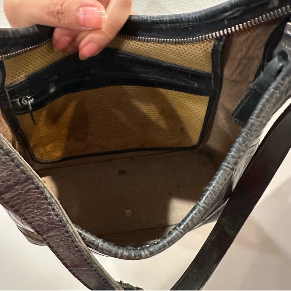 Vintage Dooney & Bourke Black Croc-Leather Shoulder Bag - Picture 5 of 7